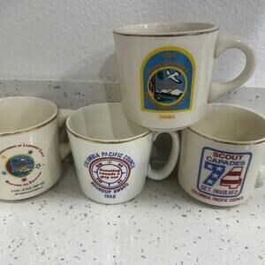 Vintage Boy Scouts Of America Mugs Cups LOT OF 4 BSA Columbia Scout Capades